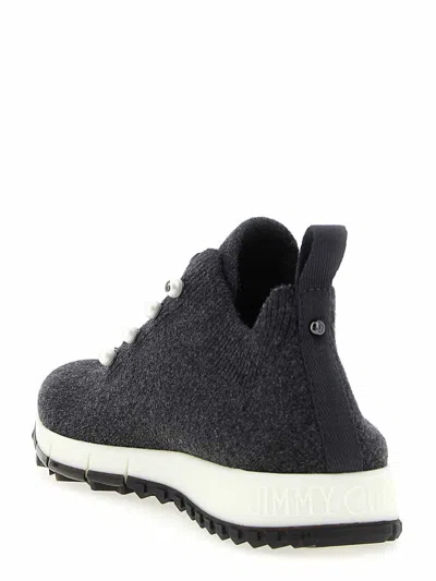 Jimmy Choo Low Top Sneakers With Pearls And Knitted Upper In Black