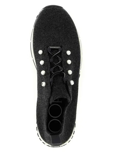 Jimmy Choo Low Top Sneakers With Pearls And Knitted Upper In Black