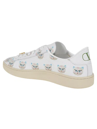 Valentino Artistic Maison Cat Leather Sneakers In Multi