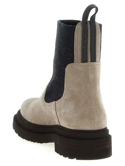 Brunello Cucinelli Loop Detail Ankle Boots With Chunky Sole In Sand
