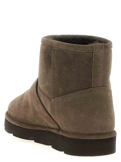 Brunello Cucinelli Shearling-lined Suede Ankle Boots In Gray