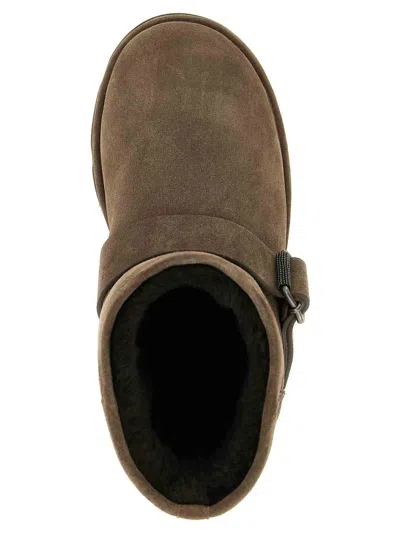 Brunello Cucinelli Shearling-lined Suede Ankle Boots In Gray