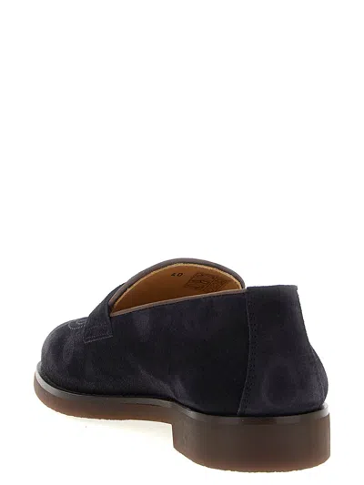 Brunello Cucinelli Suede Logo-embossed Loafers In Blue