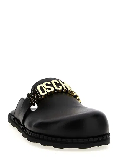 Moschino Couture Sabot With Logo Lettering In Black