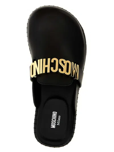 Moschino Couture Sabot With Logo Lettering In Black