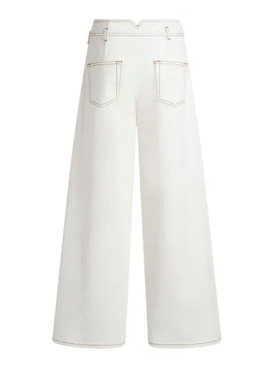 Etro High-waisted Wide-leg Denim Jeans With Drawstring Closure In White