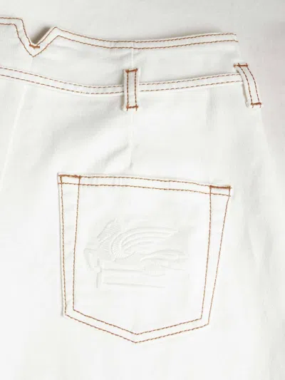 Etro High-waisted Wide-leg Denim Jeans With Drawstring Closure In White