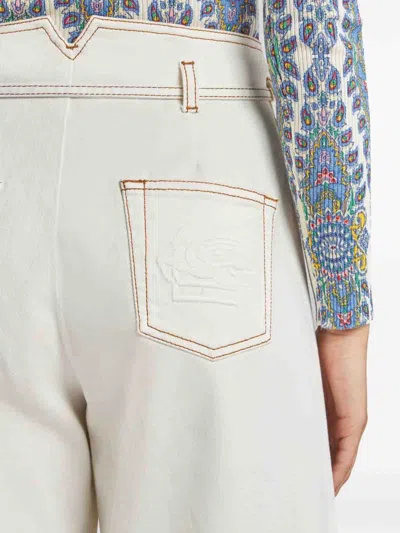 Etro High-waisted Wide-leg Denim Jeans With Drawstring Closure In White