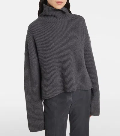 Joseph Ribbed-knit Wool-blend Turtleneck Sweater In Gray