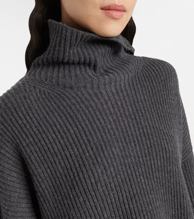 Joseph Ribbed-knit Wool-blend Turtleneck Sweater In Gray