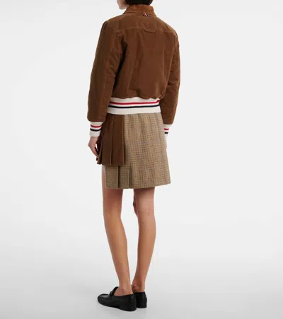 Thom Browne Cropped Flight Jacket Corduroy Texture In Brown