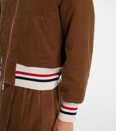 Thom Browne Cropped Flight Jacket Corduroy Texture In Brown