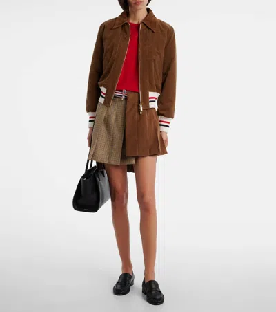 Thom Browne Cropped Flight Jacket Corduroy Texture In Brown
