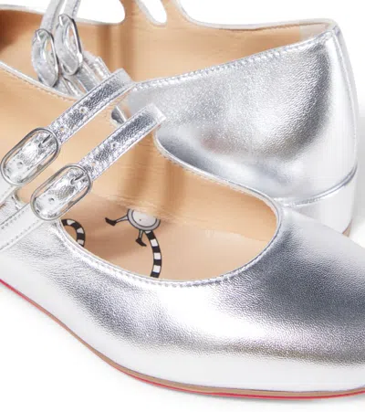 Christian Louboutin Metallic Leather Mary Jane Flats In Multi