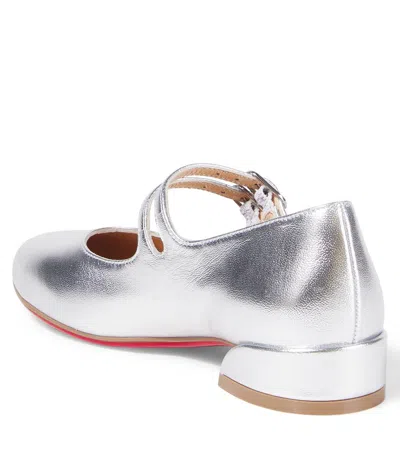 Christian Louboutin Metallic Leather Mary Jane Flats In Multi