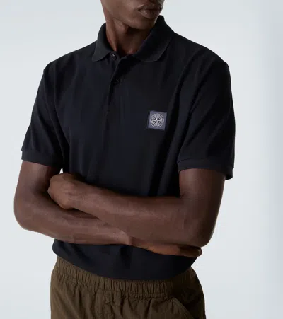 Stone Island Mens Black Brand-patch Regular-fit Stretch-cotton Polo Shirt Xl In Black