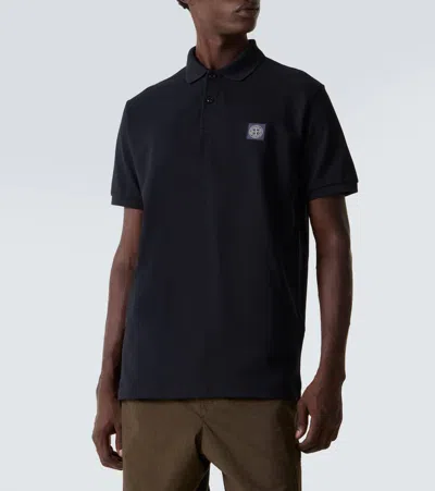 Stone Island Mens Black Brand-patch Regular-fit Stretch-cotton Polo Shirt Xl In Black