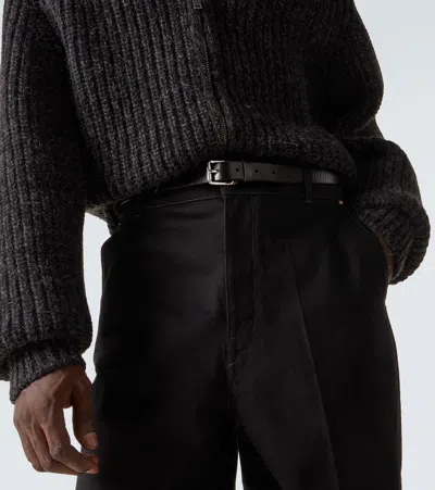 Lemaire Rail 2.5cm Debossed Leather Belt In Black