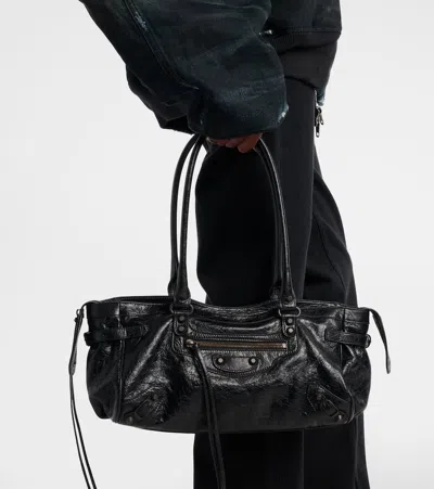 Balenciaga Shoulder Bag Le City East-west In Lambskin. In Black