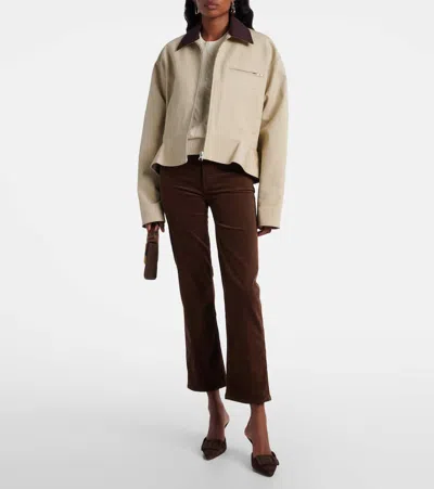 Frame Le Sleek Corduroy Ankle Straight Leg Pants In Brown