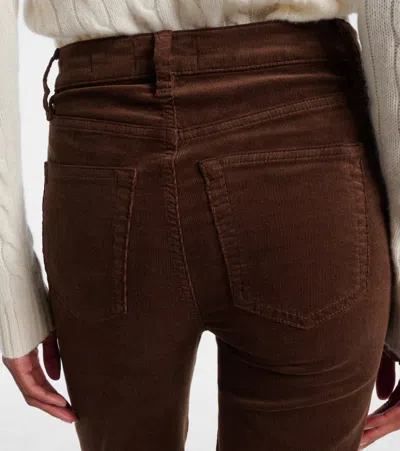 Frame Le Sleek Corduroy Ankle Straight Leg Pants In Brown