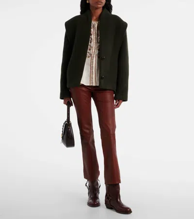 Frame Reboot Crop Leather Bootcut Pants In Brown