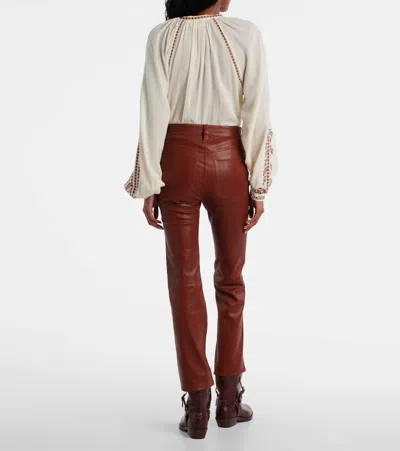 Frame Reboot Crop Leather Bootcut Pants In Brown