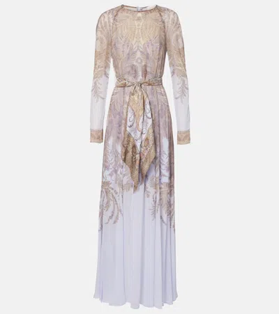 Zimmermann Hypnotic Paisley Long Sleeve Belted Maxi Dress In Gray | ModeSens