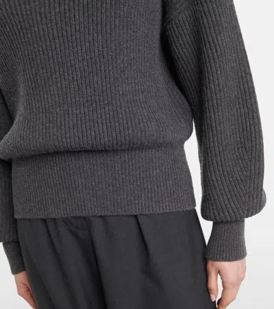 Joseph Ribbed-knit Wool-blend Polo Sweater In Gray
