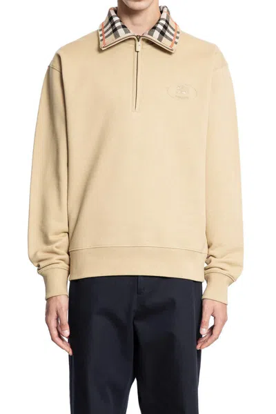Burberry Organic Cotton Half-zip Sweater In Neutral