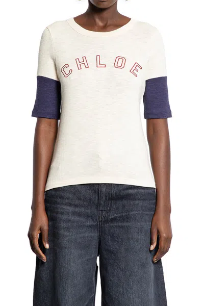 Chloé Chloe' Women Fitted Logo T-shirt In White