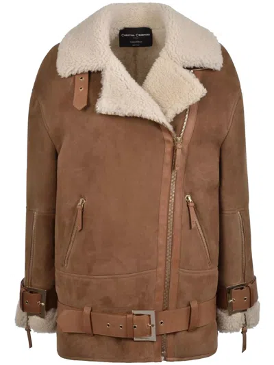 Christina Crawford Shearling Jacket With Belt Clothing In Brown