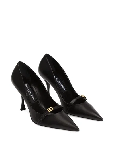 Dolce & Gabbana 90mm Leather Pointed-toe Pumps In Black
