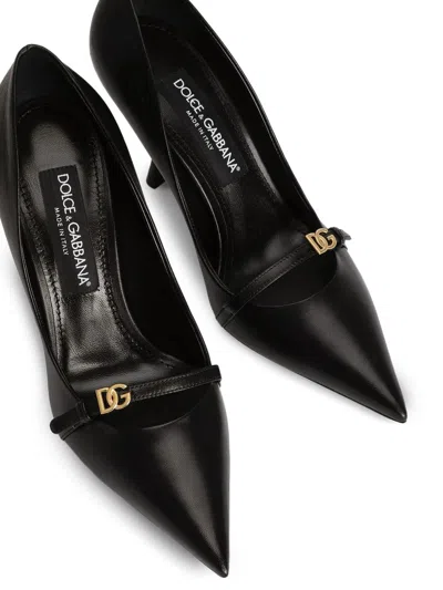 Dolce & Gabbana 90mm Leather Pointed-toe Pumps In Black