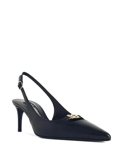 Dolce & Gabbana Women Black Goatskin Lollo Slingback In Multi