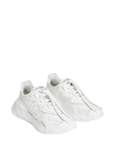 Dolce & Gabbana Fabric And Leather Sneakers With Chunky Sole In Metallic