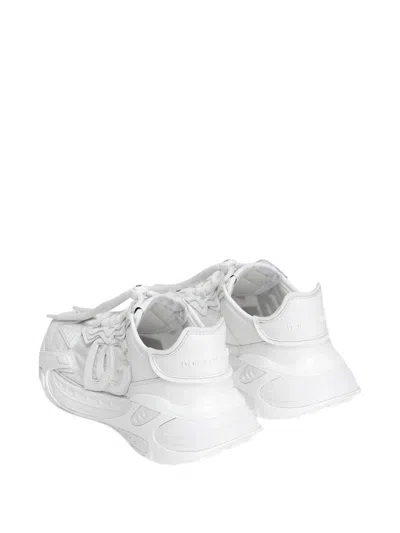 Dolce & Gabbana Fabric And Leather Sneakers With Chunky Sole In Metallic