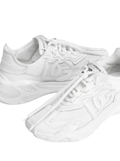 Dolce & Gabbana Fabric And Leather Sneakers With Chunky Sole In Metallic