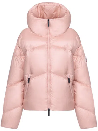 After Label Zip-fastening Hooded Puffer Jacket In Pink