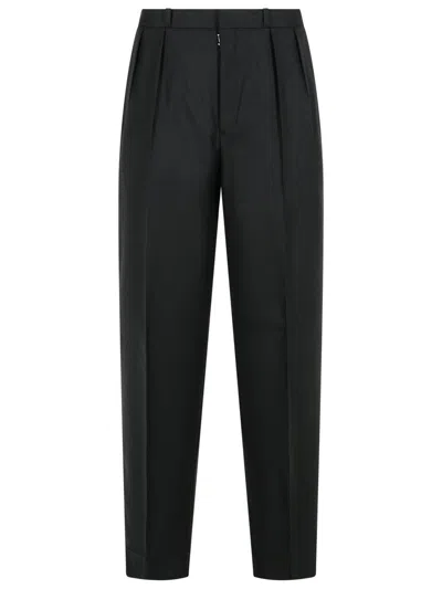 Maison Margiela Wool Trousers With Pockets And Pleats In Black