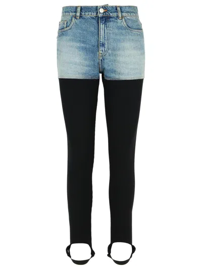 Coperni Layered Denim Shorts With Ribbed Leggings And Secure Fit In Black