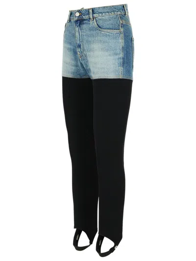 Coperni Layered Denim Shorts With Ribbed Leggings And Secure Fit In Black