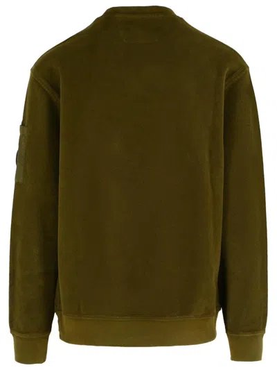 C.p. Company Sweatshirts Crew Neck In Brushed Emerized Diagonal Fleece Clothing In Green