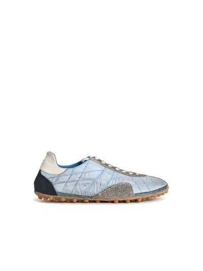 Maison Margiela Quilted Low-top Sneakers With Suede Overlays And Gum Rubber Sole In Blue