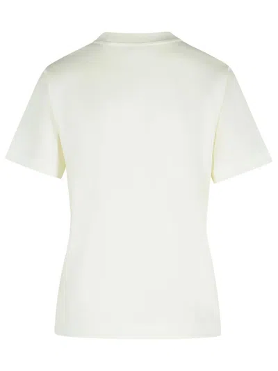 Burberry Ribbed Cotton T-shirt With Equestrian Motif And Logo Patch In White