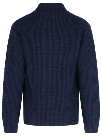 C.p. Company Wool Blend Sweater Arm Patch In Blue
