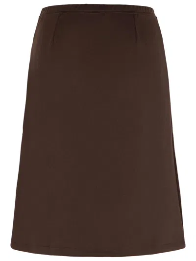 Courrèges Interlock A-line Track Midi Skirt In Brown