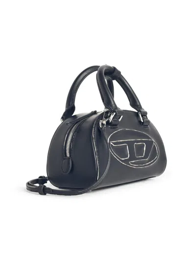 Diesel '1dr Dome' Black Leather Bag Women In Blue