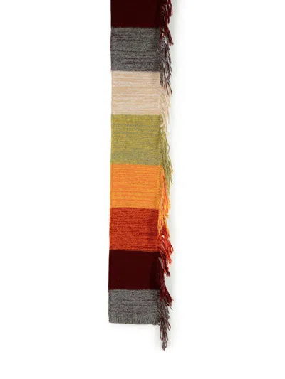 Dries Van Noten Wool Blend Scarf With Multicolor Fringed Edges In Multi