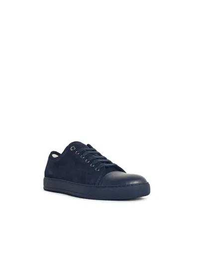 Lanvin Ddb1 Navy Black Leather Sneakers In Animal Print